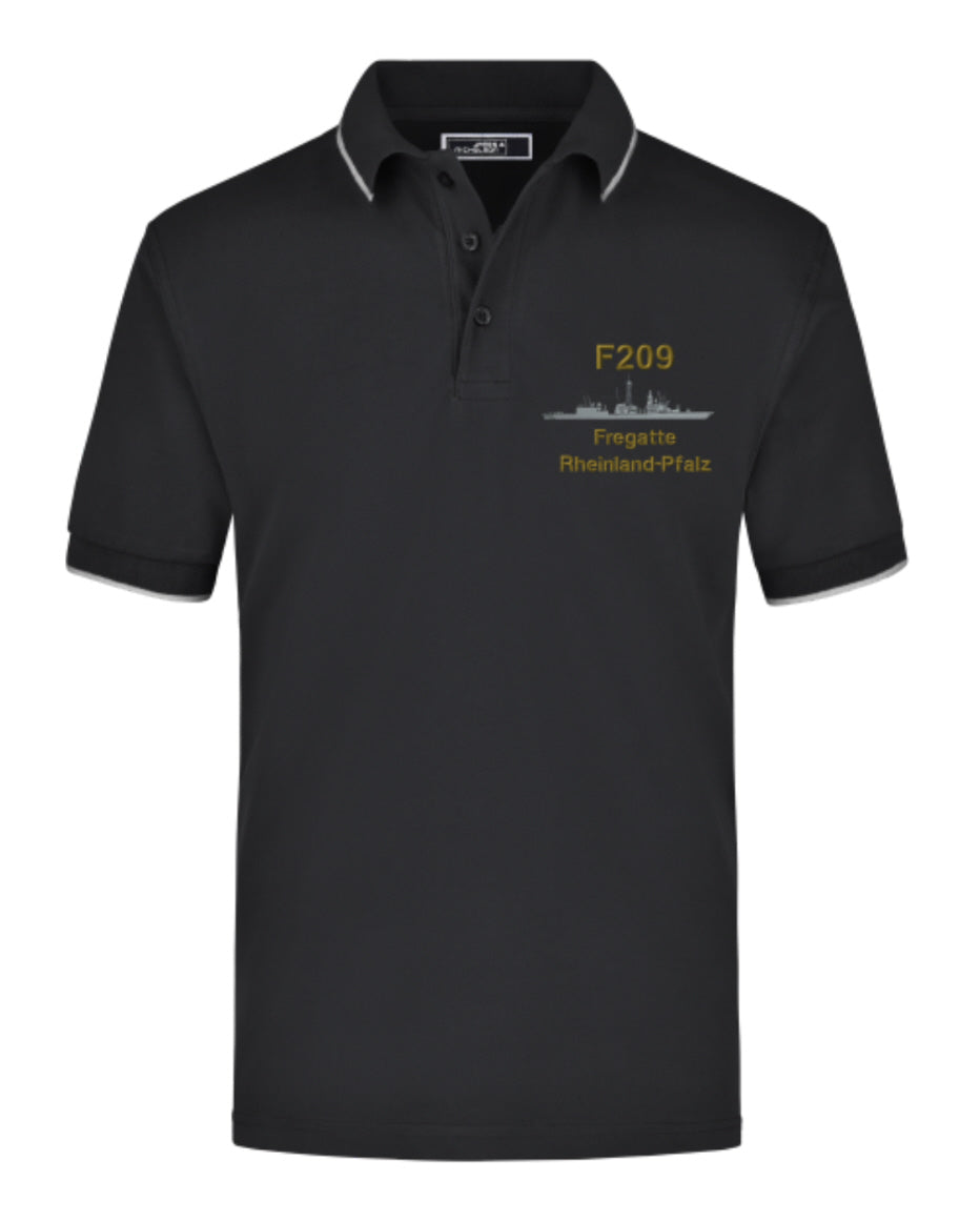 F209 Fregatte RHEINLAND-PFALZ Herren Polo-Shirt mit Brust-Bestickung