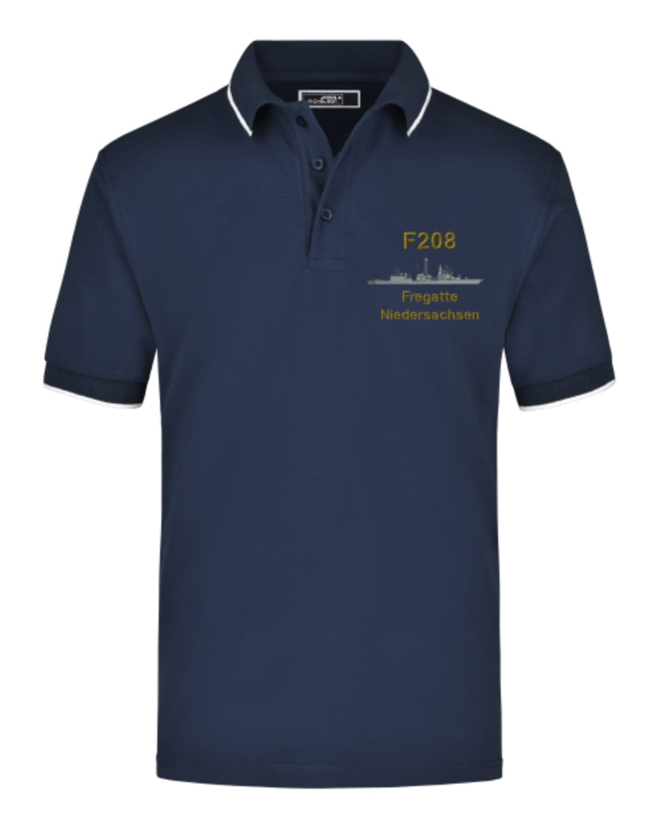 F208 Fregatte NIEDERSACHSEN  Herren Polo-Shirt mit Brust-Bestickung