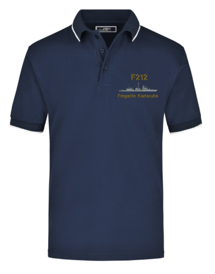 F212 Fregatte KARLSRUHE  Herren Polo-Shirt mit Brust-Bestickung