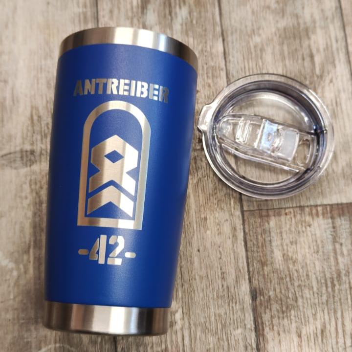 Kaffeebecher "ANTREIBER -42-" mit Dienstgradabzeichen, royalblau