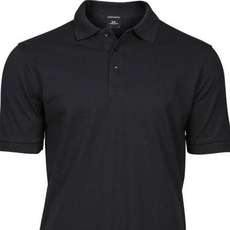 Schweres Herren Luxus Piqué Stretch Poloshirt ,  black