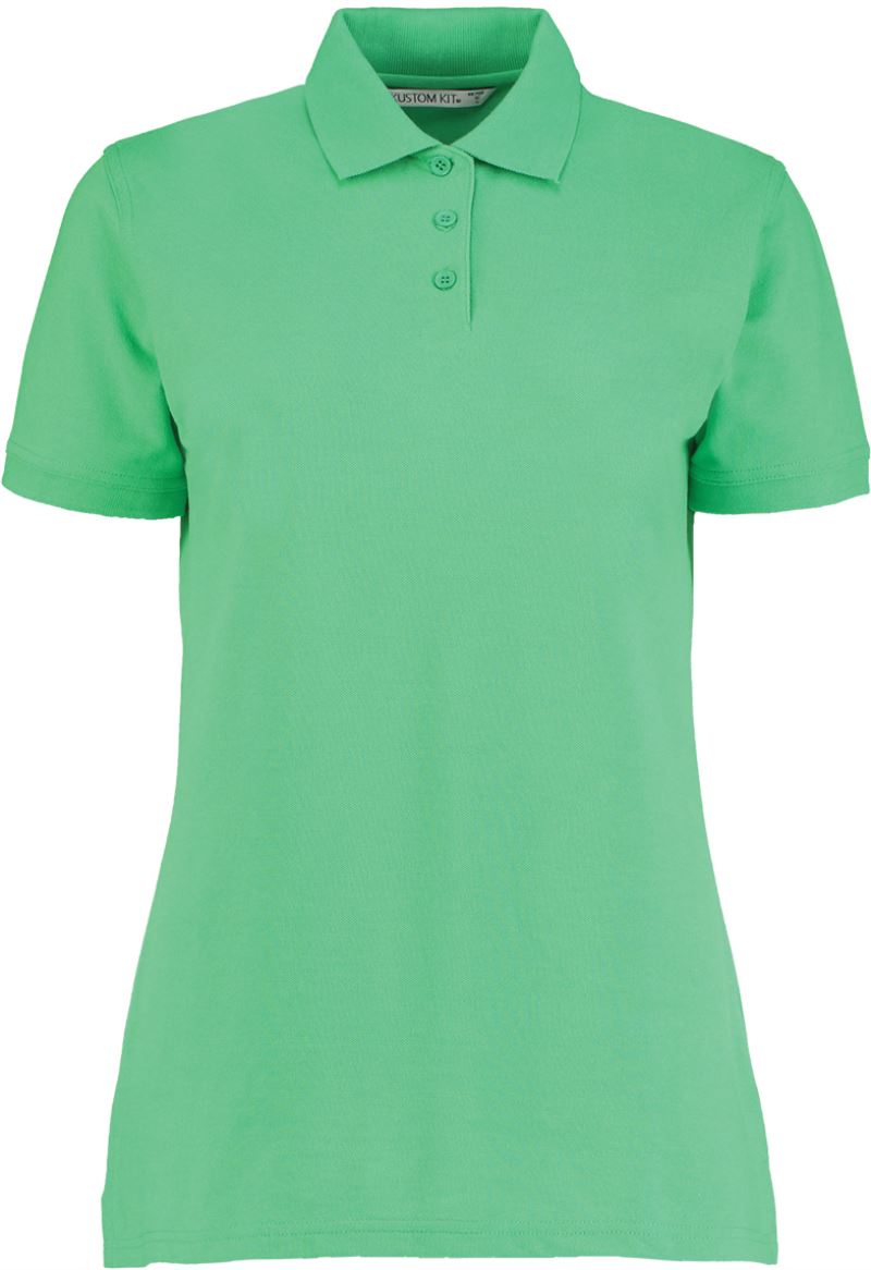 Oxylis Damen-Poloshirt , apfelgrün, bestickt
